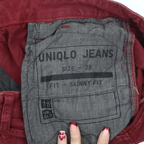 Uniqlo Men’s Red Skinny Jeans Size 28 Slim Fit Cotton Blend