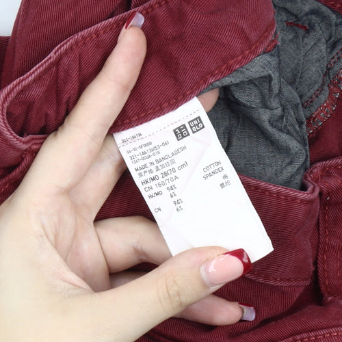 Uniqlo Men’s Red Skinny Jeans Size 28 Slim Fit Cotton Blend
