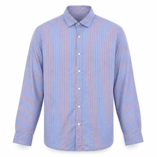 Blazer Mens Blue Striped Cotton Long Sleeve Button-Up Shirt L