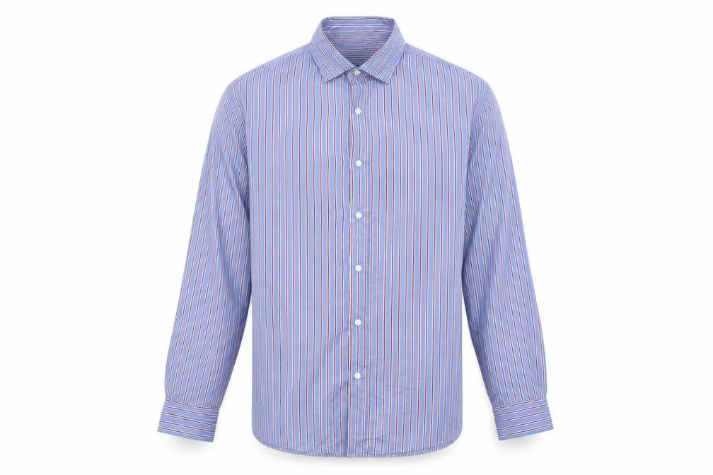 Blazer Mens Blue Striped Cotton Long Sleeve Button-Up Shirt L
