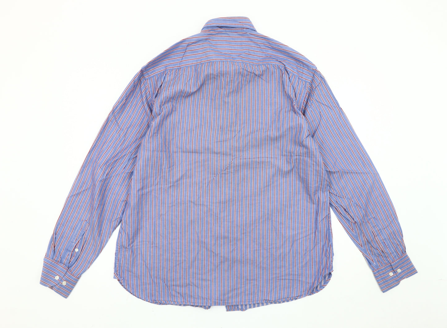 Blazer Mens Blue Striped Cotton Long Sleeve Button-Up Shirt L