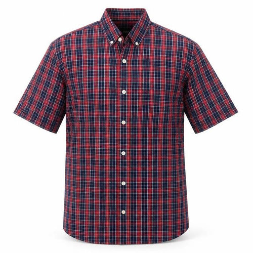 Burton Menswear London Men’s Red Blue Plaid Short Sleeve Shirt S