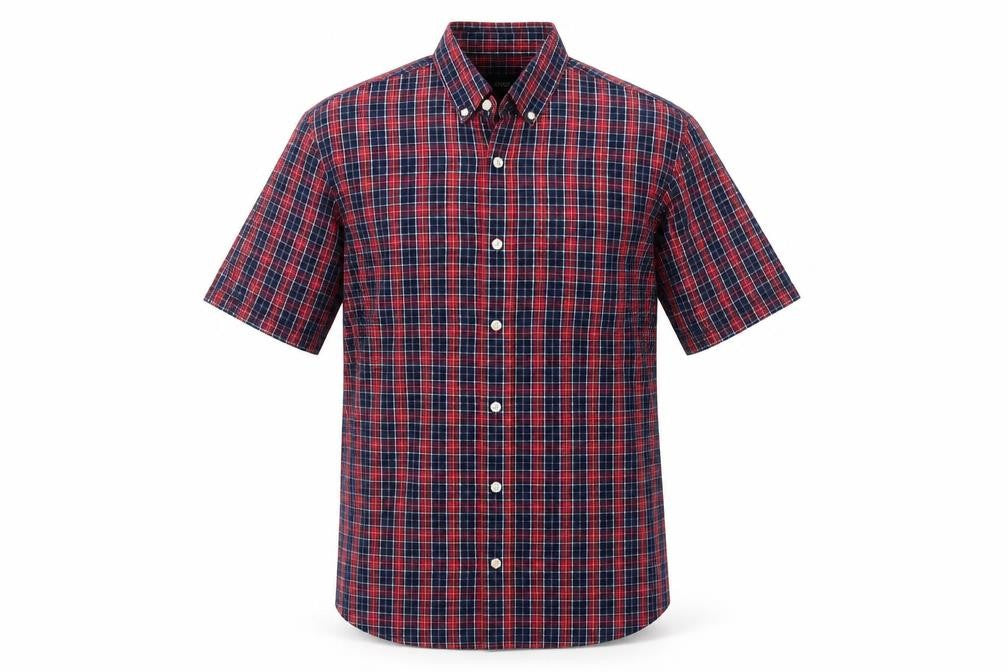 Burton Menswear London Men’s Red Blue Plaid Short Sleeve Shirt S