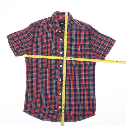 Burton Menswear London Men’s Red Blue Plaid Short Sleeve Shirt S