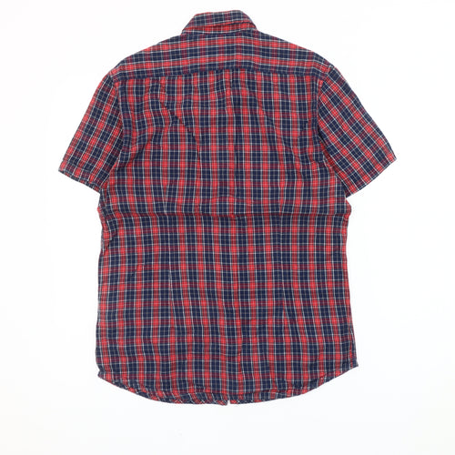 Burton Menswear London Men’s Red Blue Plaid Short Sleeve Shirt S