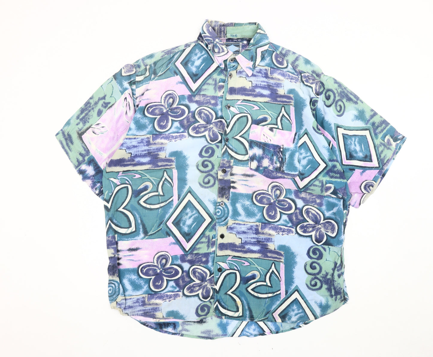 Gin Tonic Men’s Multicoloured L Retro Hawaiian Button-Up Shirt