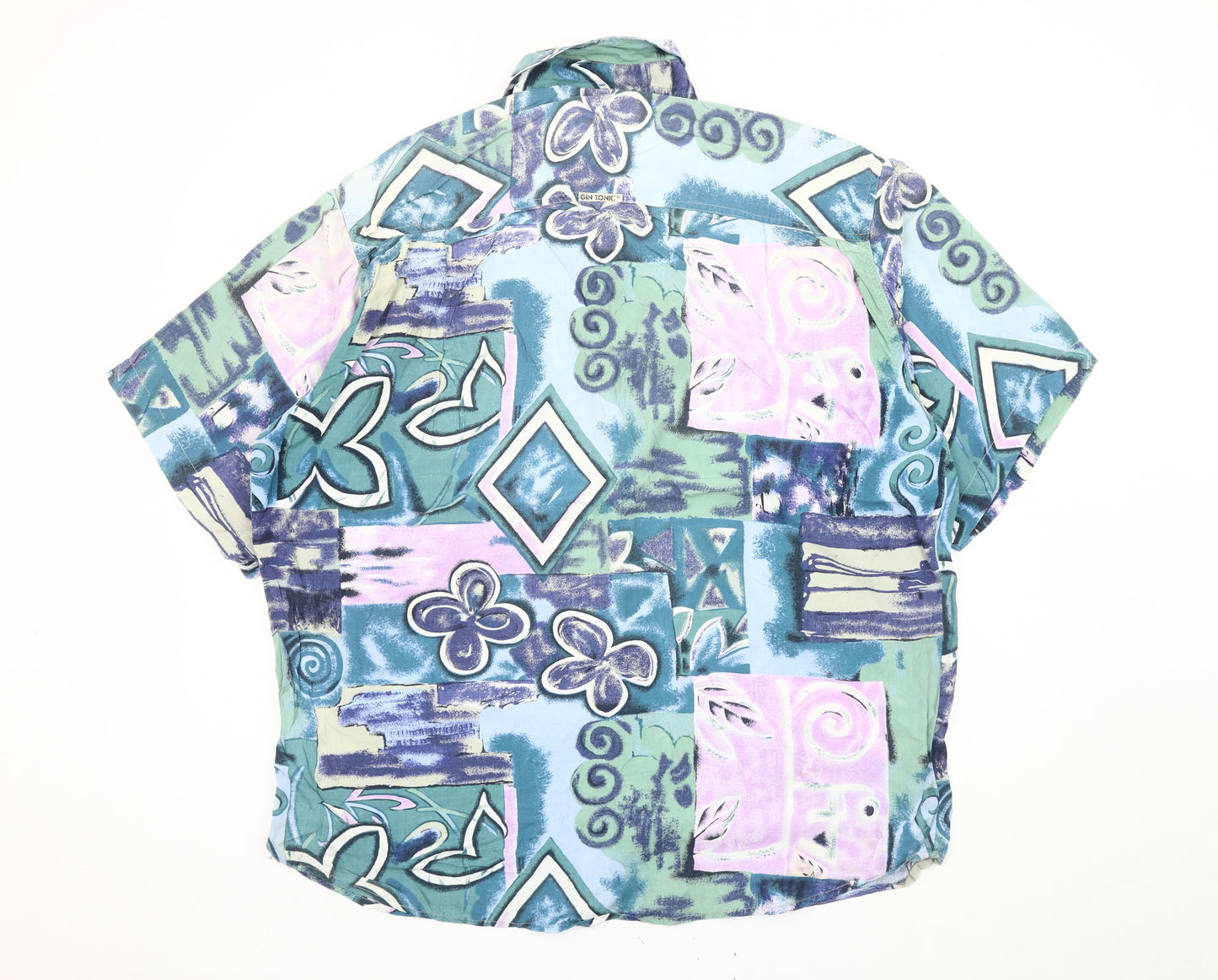 Gin Tonic Men’s Multicoloured L Retro Hawaiian Button-Up Shirt