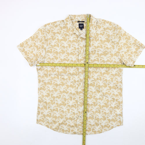GAP Men’s Beige Slim Fit Hawaiian Beach Short Sleeve Shirt M