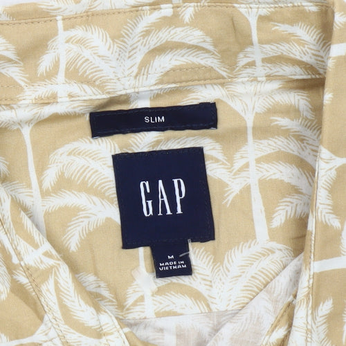 GAP Men’s Beige Slim Fit Hawaiian Beach Short Sleeve Shirt M