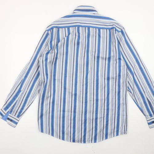 Daniel Grahame Drifter Mens Blue Striped Long Sleeve Cotton Shirt L 44in