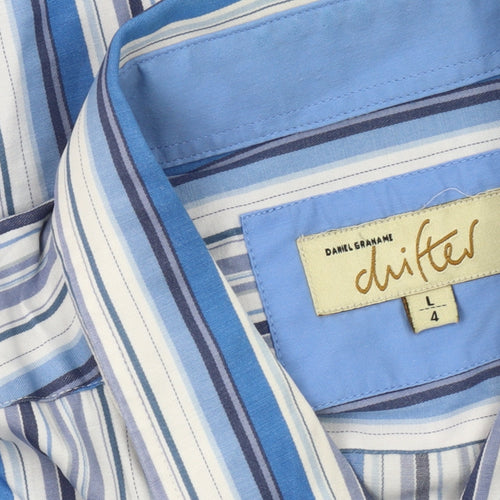 Daniel Grahame Drifter Mens Blue Striped Long Sleeve Cotton Shirt L 44in