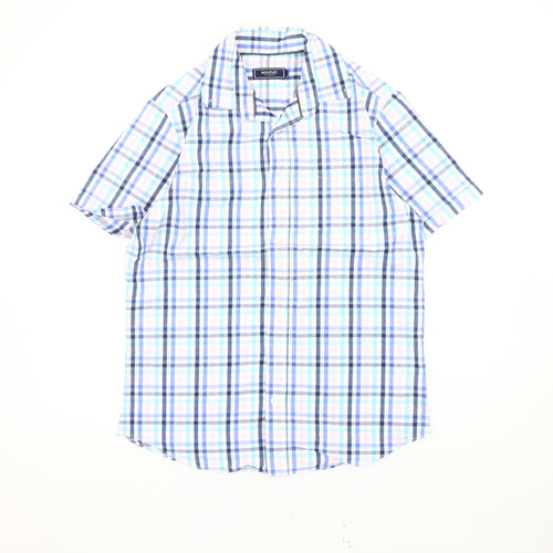 Maine New England Men's Blue Check Short Sleeve Cotton Shirt S