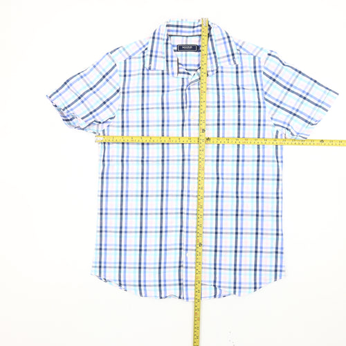 Maine New England Men's Blue Check Short Sleeve Cotton Shirt S