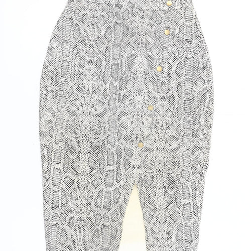 ASOS Women Grey Snake Print Pencil Skirt Size 10 High Rise