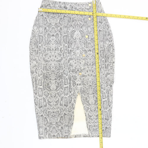 ASOS Women Grey Snake Print Pencil Skirt Size 10 High Rise