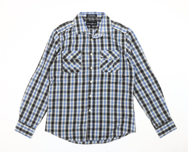 Beverly Hills Polo Club Men’s Blue Checked Long Sleeve Shirt L