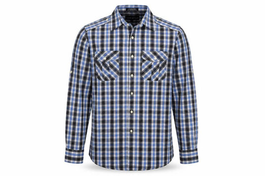 Front view of Beverly Hills Polo Club Men’s Blue Checked Long Sleeve Shirt L