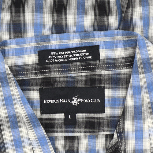 Beverly Hills Polo Club Men’s Blue Checked Long Sleeve Shirt L