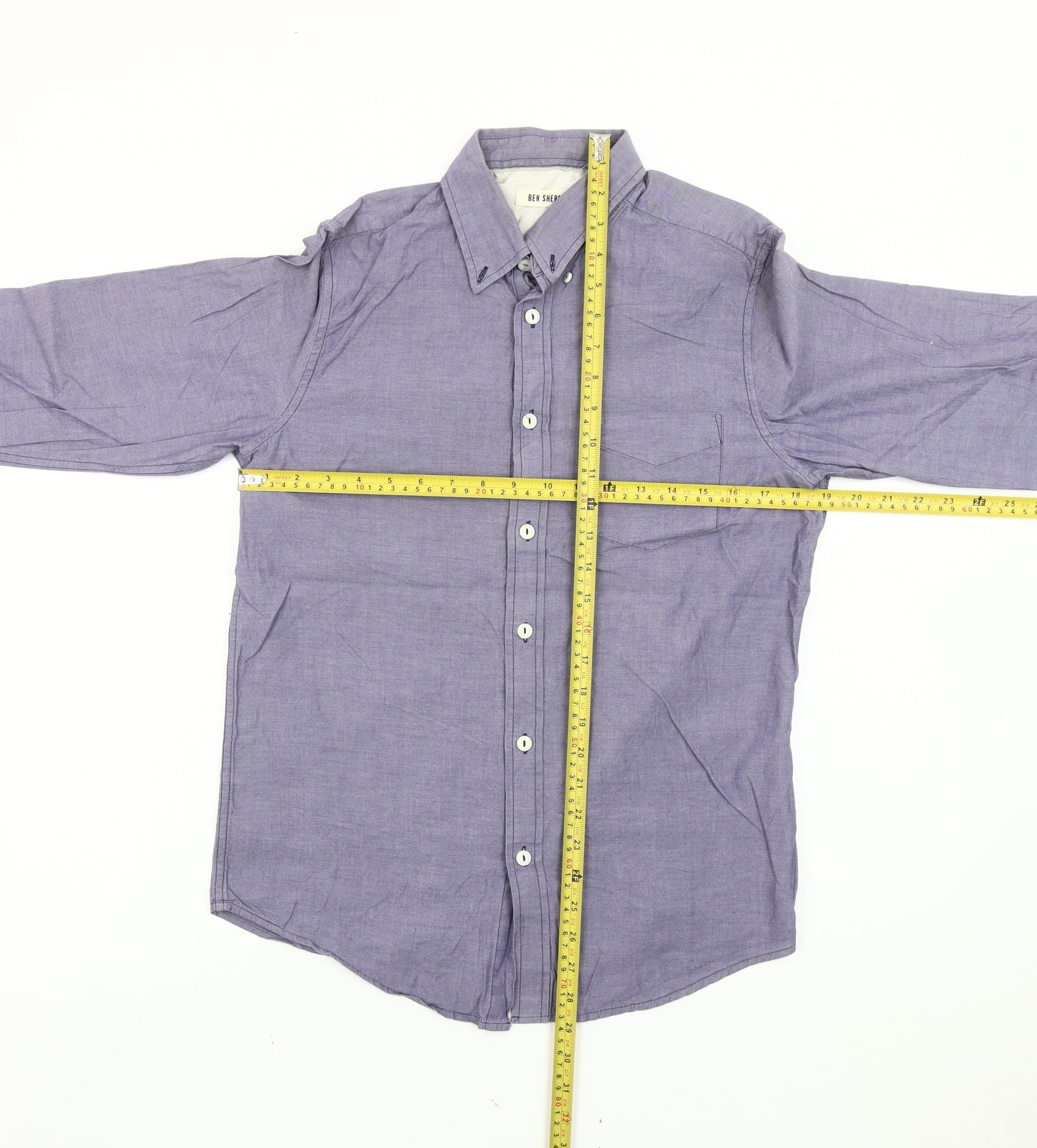 Ben Sherman Men’s Purple Button-Down Shirt Size S Cotton Long Sleeve