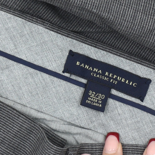Banana Republic Men’s Grey Classic Fit Wool Blend Dress Trousers 32x30