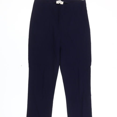 Bassini Womens Blue Size 12 Cropped Straight Stretch Trousers