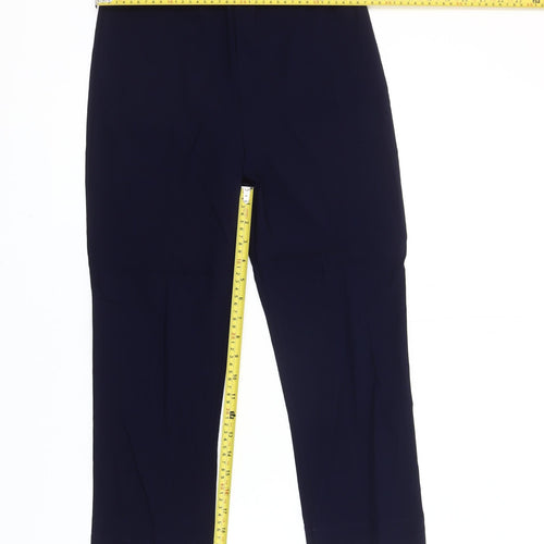 Bassini Womens Blue Size 12 Cropped Straight Stretch Trousers