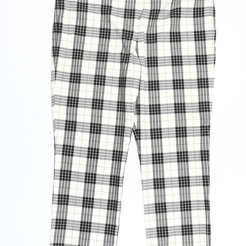Worthington Womens Black White Plaid Slim Fit Chino Trousers Size 14