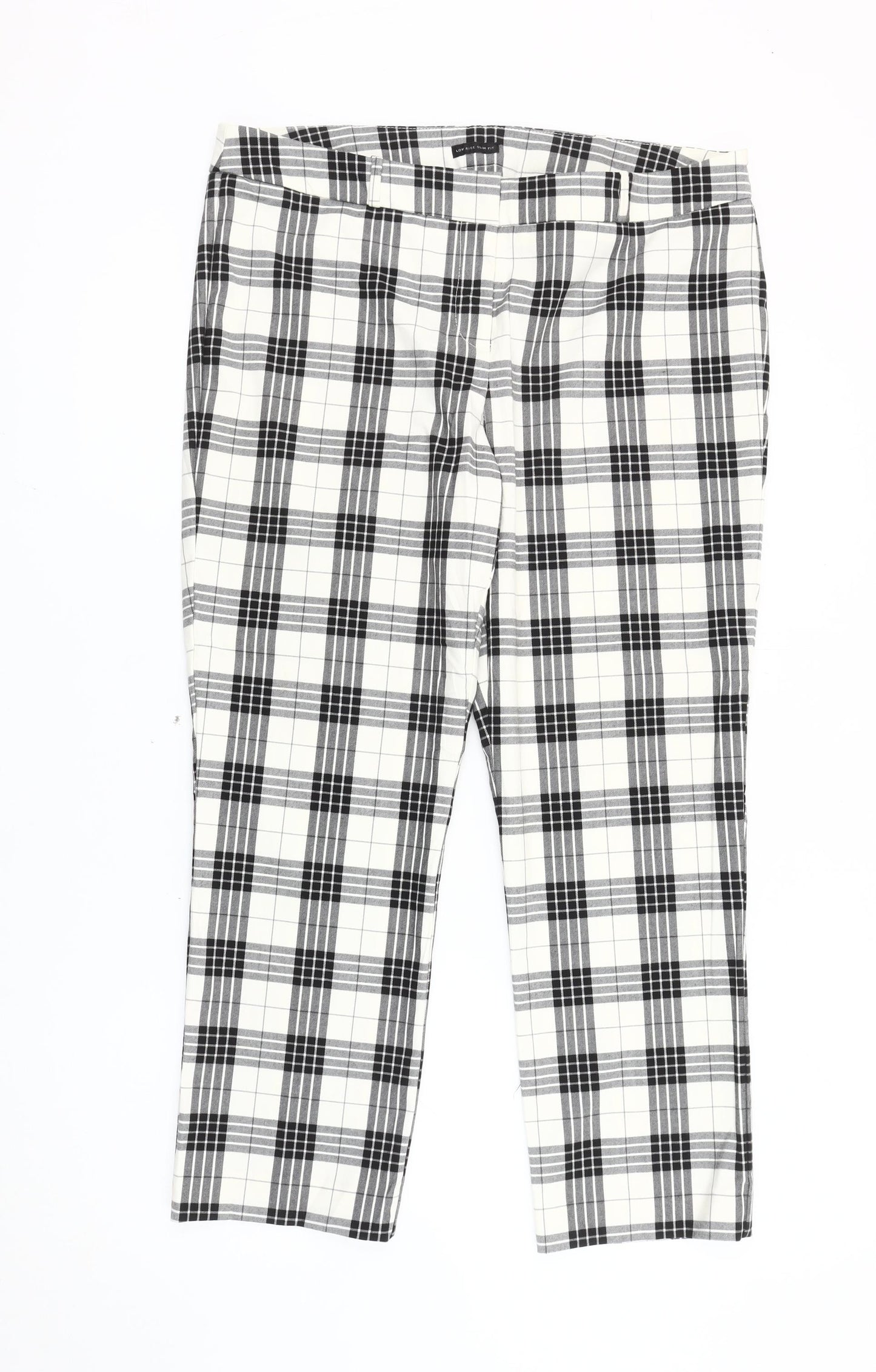 Worthington Womens Black White Plaid Slim Fit Chino Trousers Size 14