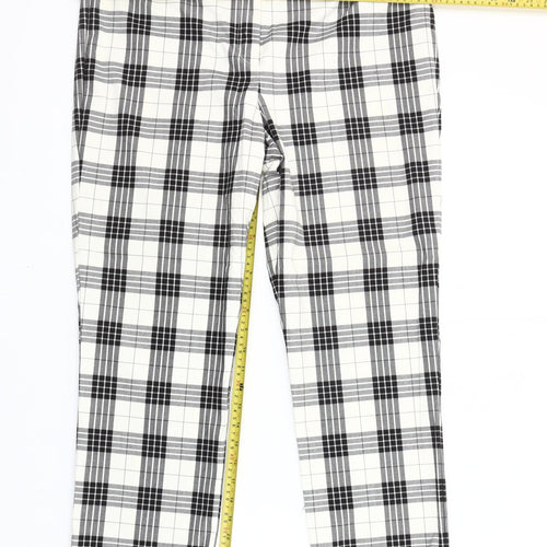 Worthington Womens Black White Plaid Slim Fit Chino Trousers Size 14