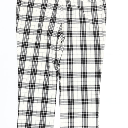 Worthington Womens Black White Plaid Slim Fit Chino Trousers Size 14