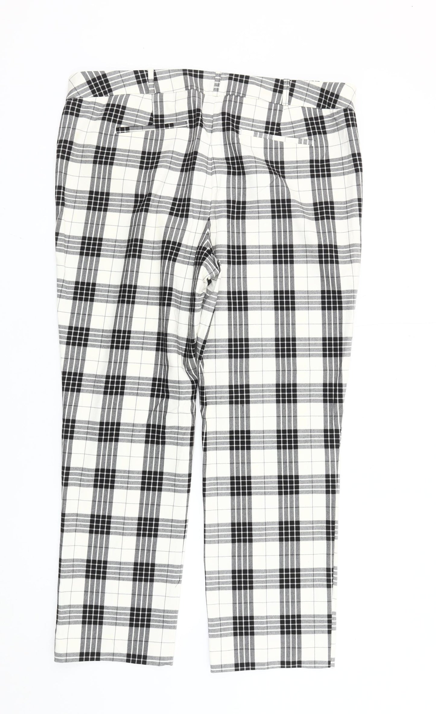 Worthington Womens Black White Plaid Slim Fit Chino Trousers Size 14