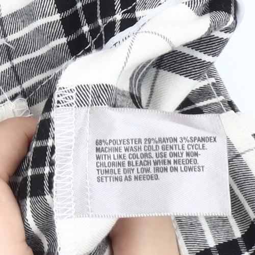 Worthington Womens Black White Plaid Slim Fit Chino Trousers Size 14