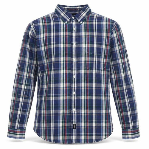 Dockers Men Blue Plaid Cotton Button-Up Shirt L Long Sleeve