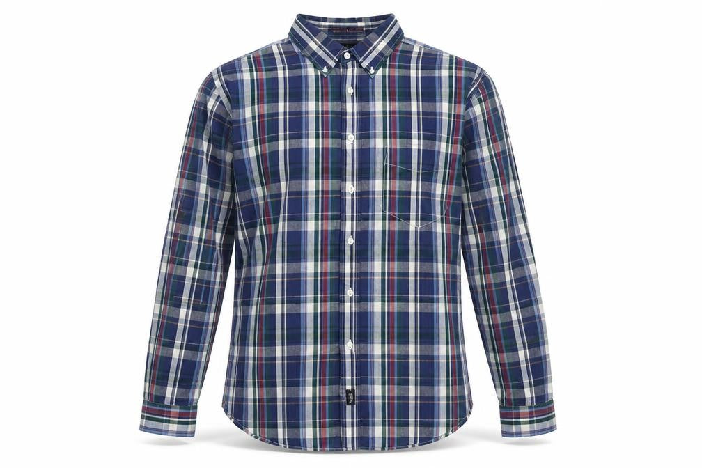 Dockers Men Blue Plaid Cotton Button-Up Shirt L Long Sleeve
