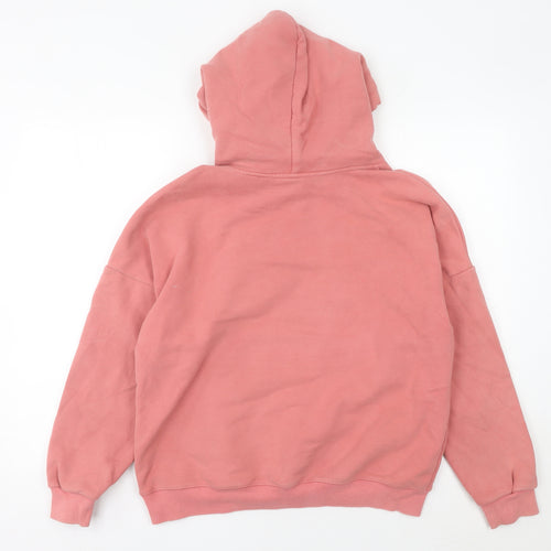 Champion Womens Pink Medium Pullover Hoodie Embroidered Logo Cotton