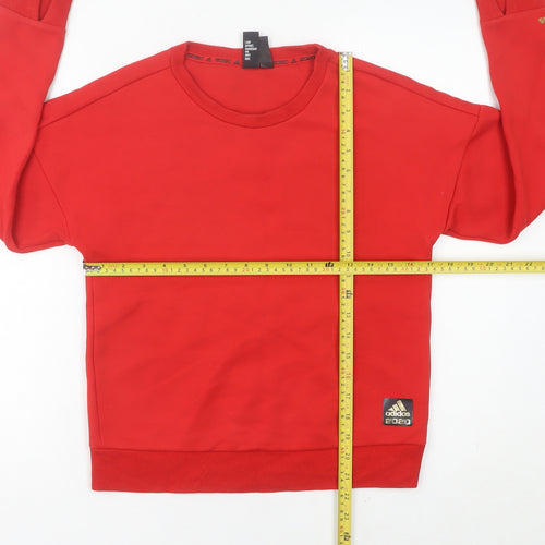 Adidas Womens Red Sweatshirt Size 8 Logo Pullover Sportswear