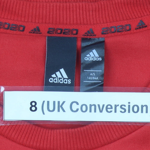 Adidas Womens Red Sweatshirt Size 8 Logo Pullover Sportswear