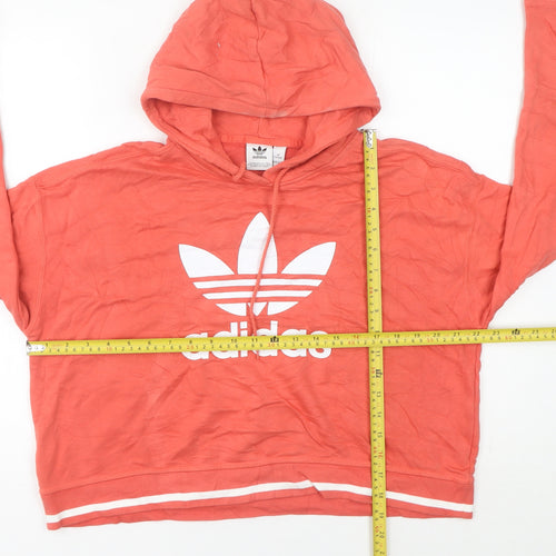 Adidas Womens Orange Pullover Hoodie Size 12 Logo Sportswear