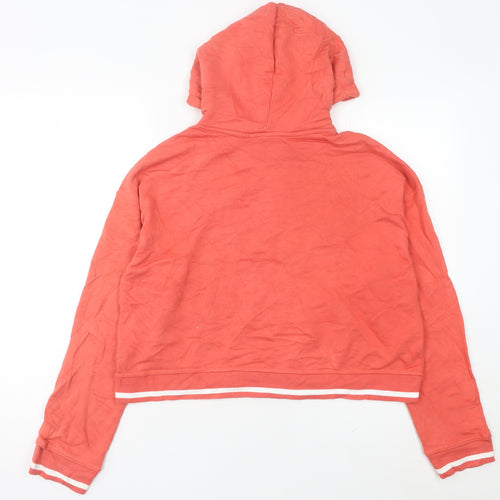 Adidas Womens Orange Pullover Hoodie Size 12 Logo Sportswear