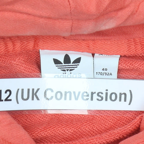 Adidas Womens Orange Pullover Hoodie Size 12 Logo Sportswear