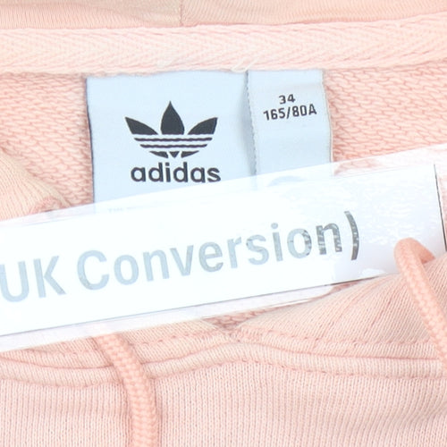 Adidas Womens Pink Pullover Hoodie Size 6 UK Logo Print Sweatshirt