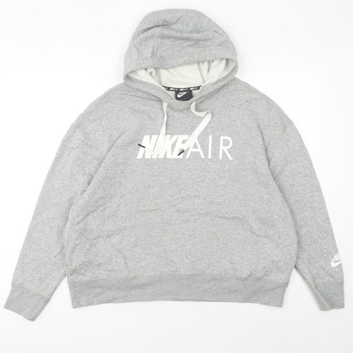 Nike Women’s Grey Hoodie UK 10 Pullover Relaxed Fit Logo Hoodie