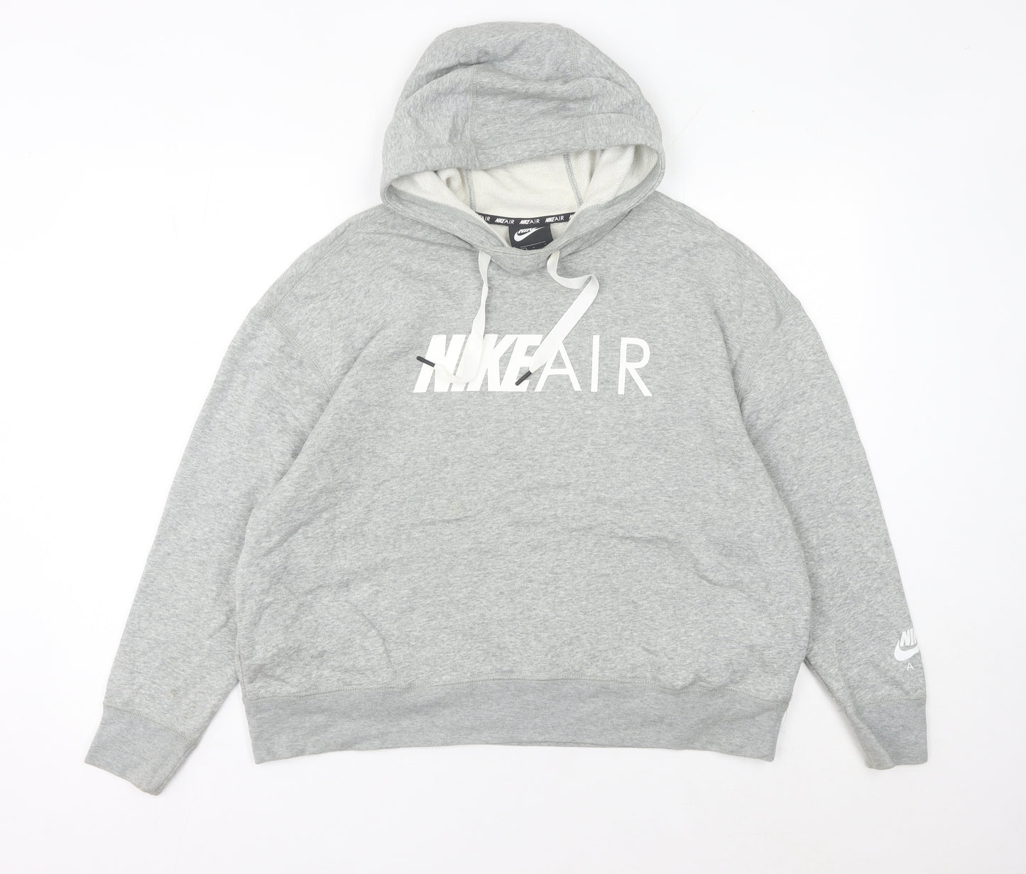 Nike Women’s Grey Hoodie UK 10 Pullover Relaxed Fit Logo Hoodie