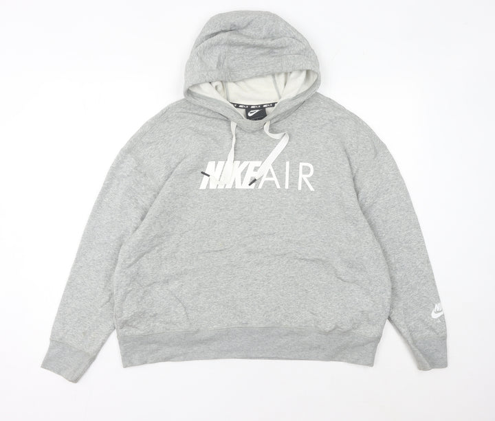 Nike Women’s Grey Hoodie UK 10 Pullover Relaxed Fit Logo Hoodie