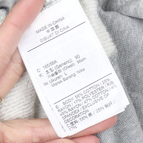 Nike Women’s Grey Hoodie UK 10 Pullover Relaxed Fit Logo Hoodie