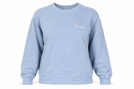Front view of Champion Women’s Blue Sweatshirt, size UK 12, Regular Fit Logo Pullover