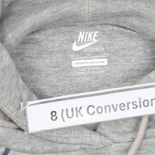 Nike Womens Grey Hoodie Size 8 Cotton Pullover Sportswear