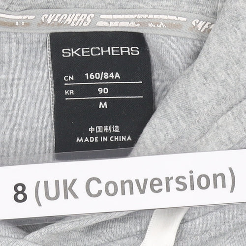 Skechers Womens Grey Hoodie Size 8 Pullover Logo Hooded Sweatshirt