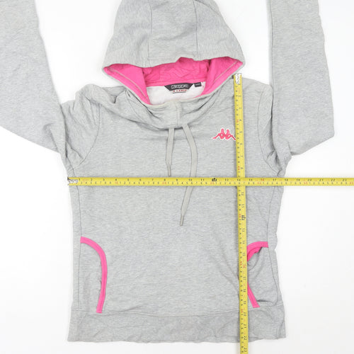 Kappa Womens Grey Pink Pullover Hoodie Size 12 UK Cotton Blend