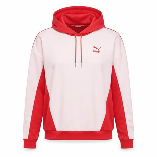 Puma Womens Red Pink Hooded Pullover Hoodie UK 10 Cotton Blend